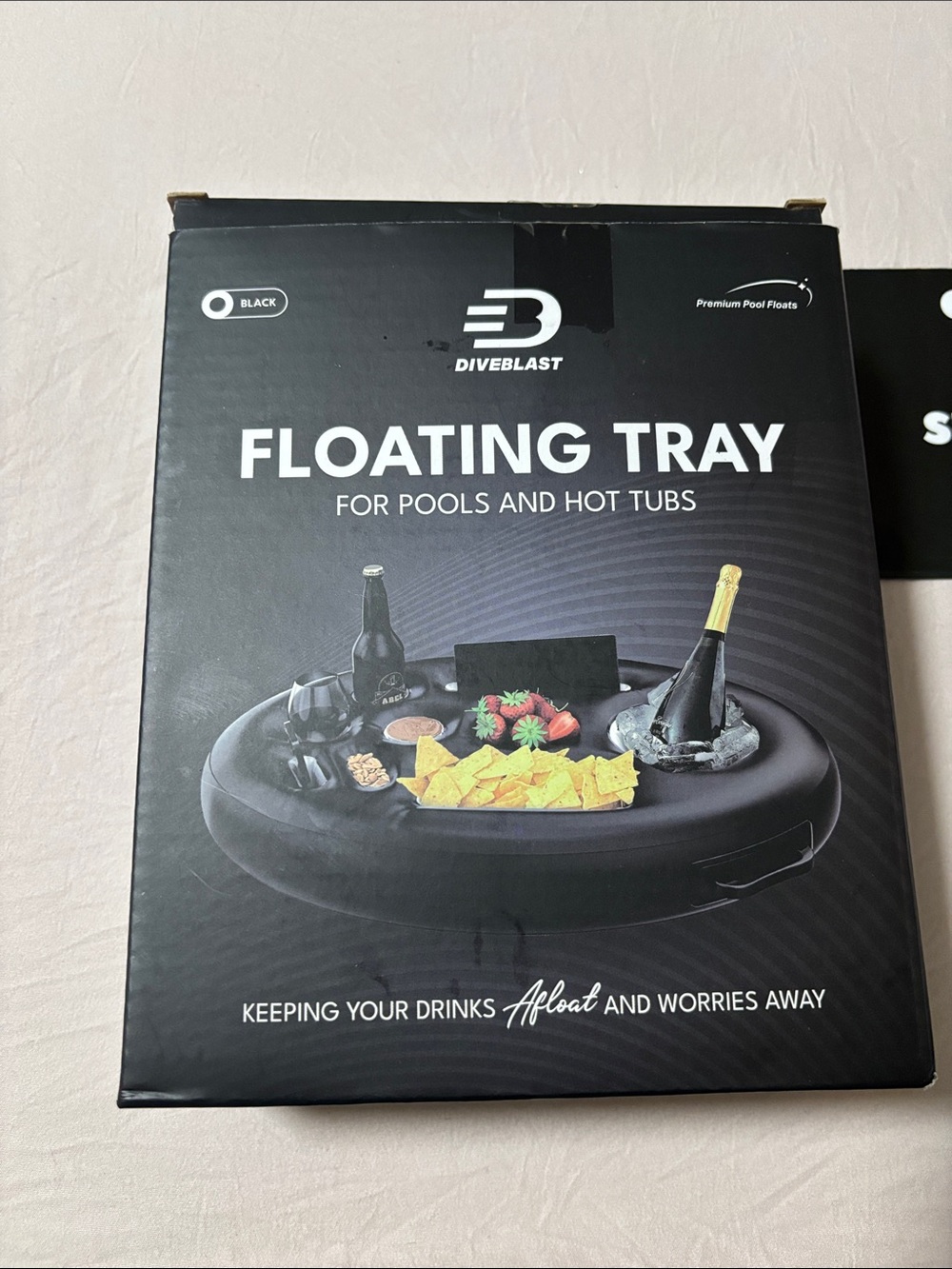 Black Floating Tray for Pools and Hot Tubs